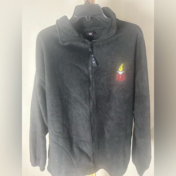 USA Olympics Black Fleece Zip-Up Unisex Menโs Womenโs Jacket Size XL - Picture 5 of 6